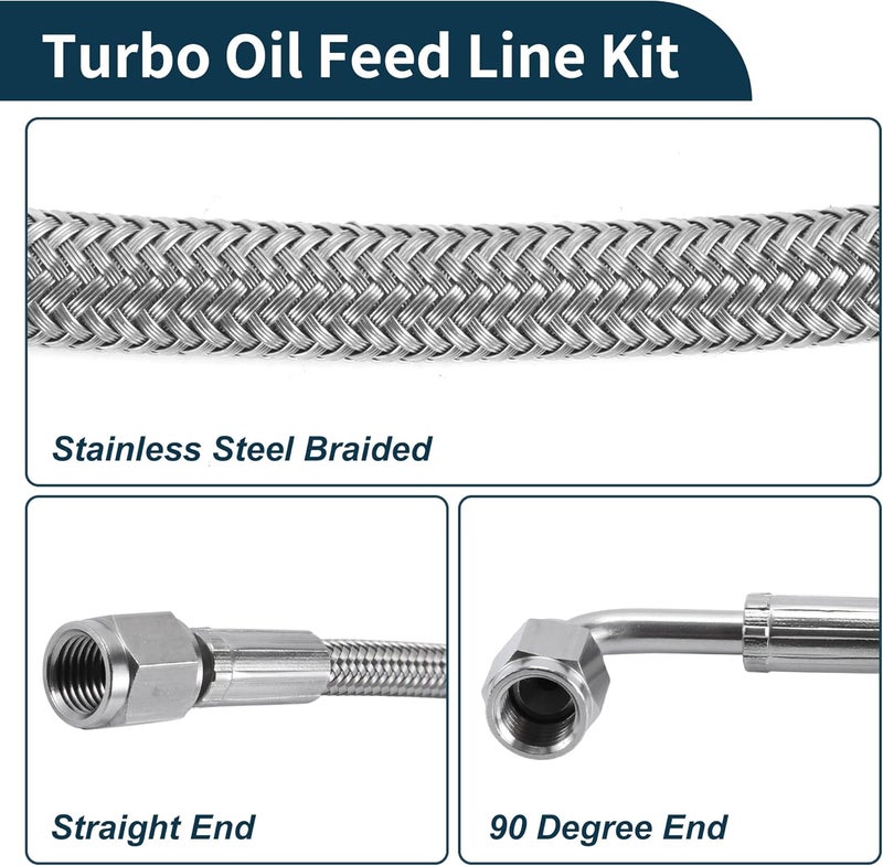 TUCKBOLD AN4 Turbo Oil Feed Line Kit 48" Pressure Remote Turbocharger Oil Drain Return Line with Adapter,Wrench 1 Set - Image 5